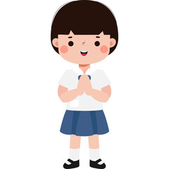 cute cartoon thai student character, back to school, Illustration flat style Png