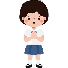 cute cartoon thai student character, back to school, Illustration flat style Png