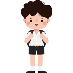 cute cartoon thai student character, back to school, Illustration flat style Png