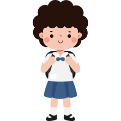 cute cartoon thai student character, back to school, Illustration flat style Png