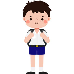 cute cartoon thai student character, back to school, Illustration flat style Png