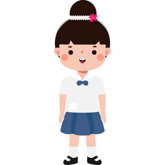 cute cartoon thai student character, back to school, Illustration flat style Png