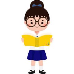 cute cartoon thai student character, back to school, Illustration flat style Png