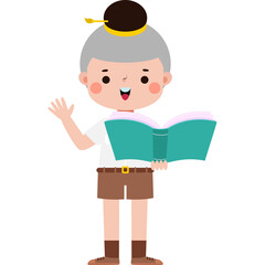 cute cartoon thai student character, back to school, Illustration flat style Png