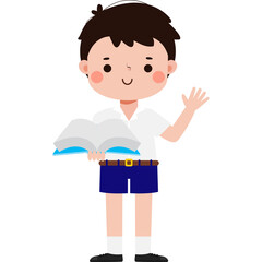 cute cartoon thai student character, back to school, Illustration flat style Png