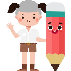 cute cartoon thai student character, back to school, Illustration flat style Png