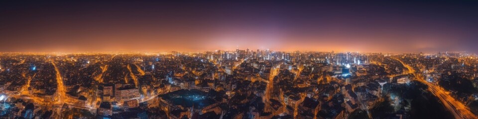 Fototapeta premium Panoramic Cityscape Illuminated at Night