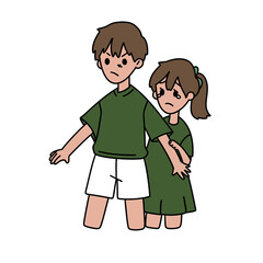 A boy and a girl are standing next to each other