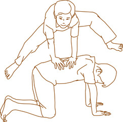 boy jumping over friend