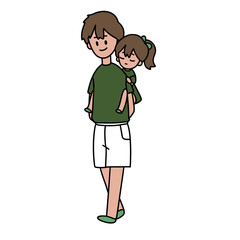 A man is holding a small girl on his back