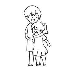 A boy and a girl are hugging each other