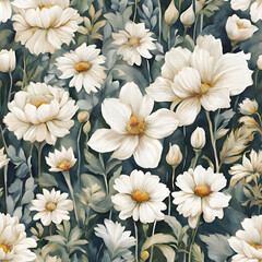 White flower, vintage background, water color tone, drawing, vibrant color, printing, digital photo, artistic, drawing, vibrant color, wall art printing, image, vintage, flower
