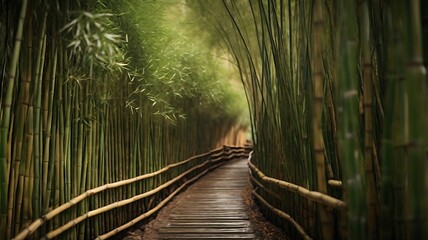 Small path through a bamboo forest. Bamboo Forest
