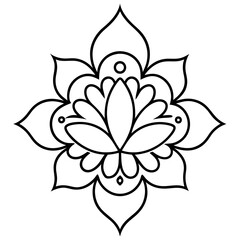 Pattern ornament element flower Russian folk style Line art vector illustration