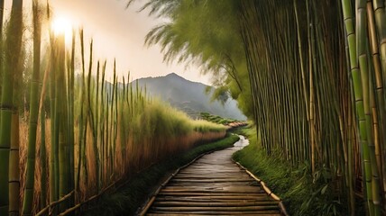 Fototapeta premium Small path through a bamboo forest. Bamboo Forest