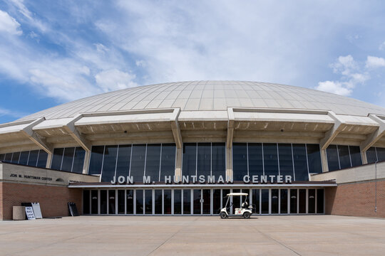 Salt Lake City, Utah, USA - May 12, 2023: Jon M. Huntsman Center in Salt Lake City, Utah, USA. The Jon M. Huntsman Center is an indoor arena on the campus of the University of Utah. 
