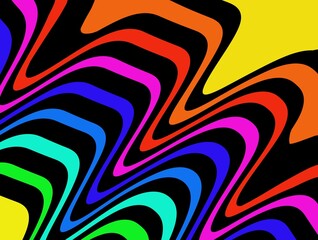 Wavy stripes background, wavy abstract background, colorful, red, yellow, pink, rainbow, abstract, wallpaper, backdrop