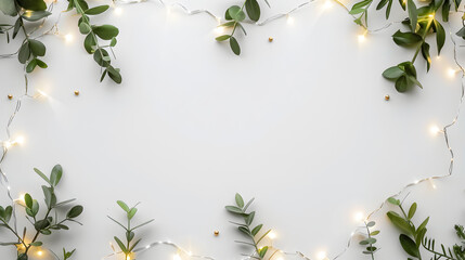 Blank white background fairy lights frame, wallpaper