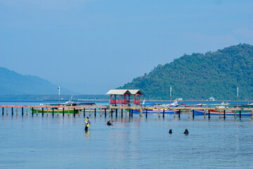 dock on the beach for fishing boats