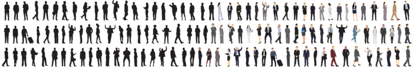 business set full isolated silhouettte