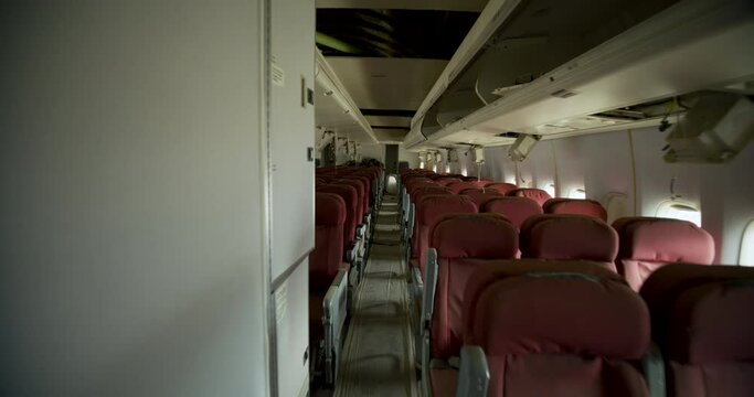 Smooth, steady cam movement through abandoned airplane