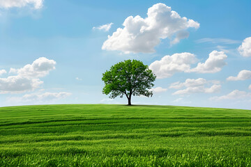 Fototapeta premium A serene landscape with a clear sky or open field, providing plenty of space for copy