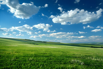 Obraz premium A serene landscape with a clear sky or open field, providing plenty of space for copy