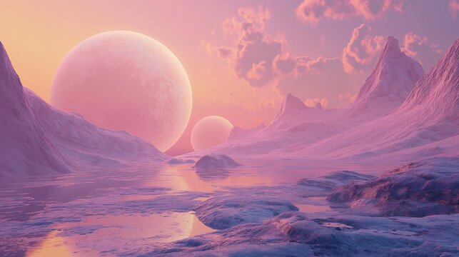 Landscape of an Alien Planet, Science Fiction Background - Powered by Adobe