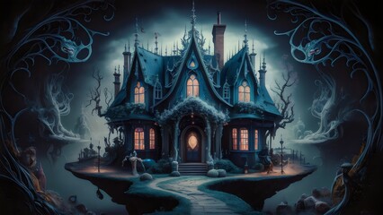 Obraz premium Whimsical Fairy Tale: Dark Fantasy Scene 