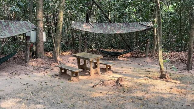 Cu Chi, Viet Nam Cu Chi tunnels were the Viet Cong's base of operations for the Tet Offensive in 1968. Famous tourist attraction in Vietnam