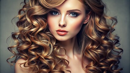 Fototapeta premium Close-up of a girl with loose, bouncy curls.