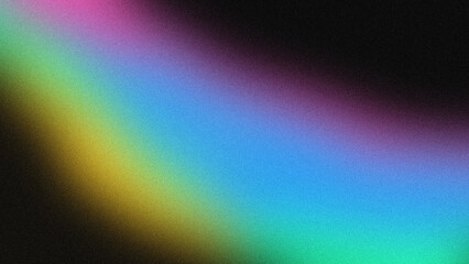 Grainy gradient vibrant poster background. Black purple blue pink and green noisy texture banner. Cover header backdrop design