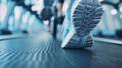 Fototapeta premium Cardio workout on treadmills and bikes, gym filled with people maintaining active lifestyles, dynamic and inspiring fitness scene