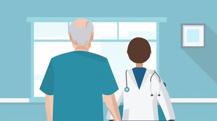 Caregiver executing a demanding care routine, providing comprehensive assistance to a patient, detailed depiction of a supportive and empathetic healthcare environment