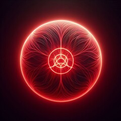 Red abstract circle and smoke glowing isolated black background