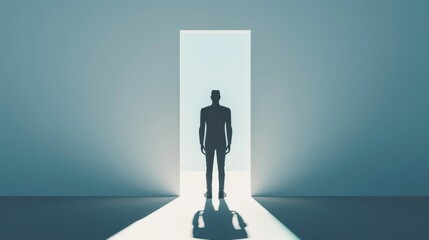 Obraz premium Confident individual standing tall, radiating self-worth and acceptance, background symbolizing empowerment and positive self-image