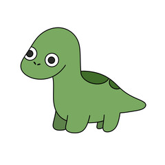 A cartoon dinosaur with big eyes and a goofy expression