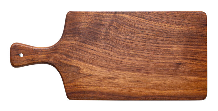 Handmade black walnut chopping board. walnut natural texture. wooden board isolated on white background