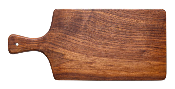 Handmade black walnut chopping board. walnut natural texture. wooden board isolated on white background