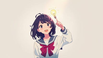 アイデアを閃いた女子生徒、ひらめきの電球23