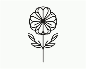 Line Art Flower Logo Design Icon Symbol Vector Illustration.