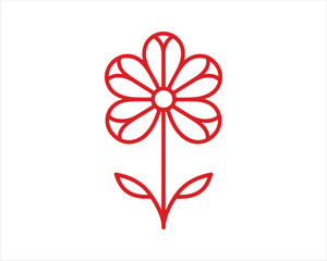 Line Art Flower Logo Design Icon Symbol Vector Illustration.