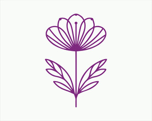 Line Art Flower Logo Design Icon Symbol Vector Illustration.