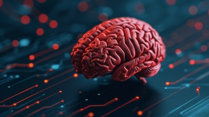 Artificial Intelligence Concept with Brain and Circuit Board