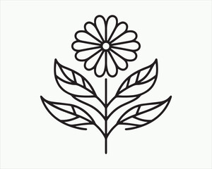 Line Art Flower Logo Design Icon Symbol Vector Illustration.