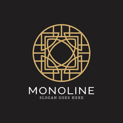 Geometric round logo in monoline style