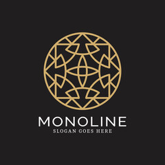 Geometric round logo in monoline style