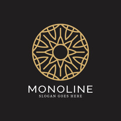 Geometric round logo in monoline style