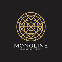 Geometric round logo in monoline style