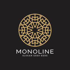 Geometric round logo in monoline style